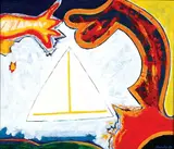 Pat Hanly, Fire and Hope Vessel, oil on board