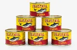 Tuna by Dick Frizzell, six tuna cans with screenprinted labels, offered Mar 2014