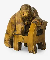 Woman on a Kauri Chair by Llew Summers, carved wood, 1988, sold Mar 2014