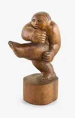 The Footballer by Llew Summers, carved wood, 1988, sold Mar 2014