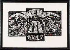 Aroha Triptych by Nigel Brown, hand coloured woodcut, AP from an edition of 10, offered Mar 2014