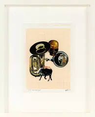 Still Life with Cow by Peter Madden, collage on paper, sold Mar 2014