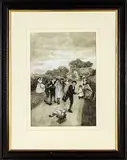 Harry Linley Richardson, The playful children just let loose from school, bodycolour and wash on paper