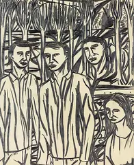 Untitled (figures) by Jeffrey Harris, pencil on paper, sold Mar 2014