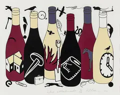 Wine Attachments by Richard Killeen, lithograph, 91/100, offered Mar 2014
