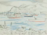 Rita Angus, Island Bay – Wellington, pastel and graphite on paper