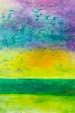 Colin McCahon, Helensville, watercolour and pastel on paper