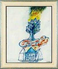 Pat Hanly, Escape to Paradise, oil on board
