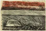 Colin McCahon, Moby Dick off Muriwai: Swimming South, pastel on paper