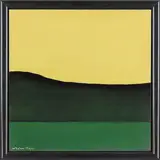 Colin McCahon, South Canterbury Landscape, synthetic polymer paint on hardboard