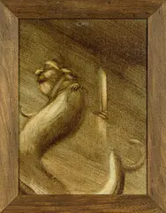 Monkey on your back by Tony Fomison, oil on Fredrix canvasboard, offered Nov 2013
