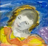 Pat France, Girl in the yellow dress, oil on board