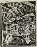 Philip Clairmont, Large Still-Life with Objects, linocut, edition of 15