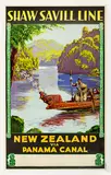 E. B. Waters, New Zealand via Panama Canal (Maori canoe, Whanganui River), colour lithograph printed by Gibbs & Gibbs Ltd, c. 1930
