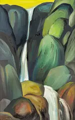 William Reed, Waterfall, oil on board
