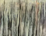 Sally Lush, Run Off over Black Sand Beach I, oil on board