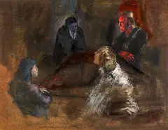 Garth Tapper, Table Talk, oil on card
