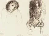 Ralph Hotere, Maria (double portrait), ink on paper