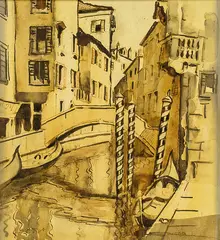 Venetian Scene by John Weeks, watercolour, offered Oct 2013