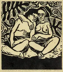 Gretchen Albrecht, Their Bodies were Gold, linocut