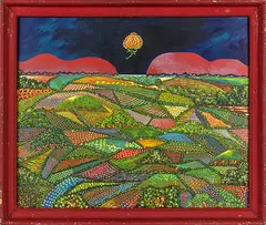 Untitled landscape by Alan Taylor, acrylic on board, sold Oct 2013