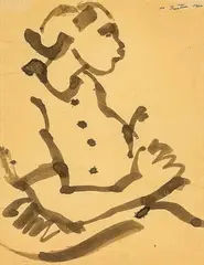 Portrait of a Seated Lady by Philip Trusttum, ink and wash on paper, sold Oct 2013