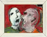 John Oxborough, Double Portrait with Self, oil on board