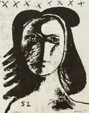 Pat Hanly, Girl’s Head, silkscreen print on canvas paper, 5/6
