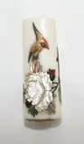 Japanese ivory fitting, Meiji period (1868-1912), inlaid in Shibayama-style with birds amongst peony sprays