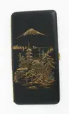 Japanese Damascene cigarette case, early 20th century, inlaid in gold and silver