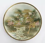 Japanese Satsuma plate, Meiji period (1868-1912), decorated with a river landscape