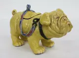 Japanese Satsuma lidded vessel, 20th century, modelled as a Japanese pug dog