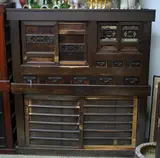 Two section Japanese mizuya [kitchen chest], Meiji period (1868-1912), zelkova and paulownia wood