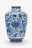 Chinese blue and white vase, 19th/20th century, painted with dense blossoming lotus sprays