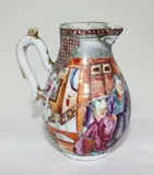 Small Chinese Mandarin pattern jug, 18th century, painted with figural design