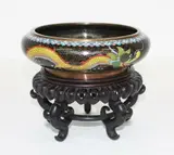 20th century by Chinese cloisonné censer with dragon decoration, with wood stand, sold Jul 2013