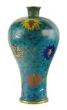 18th century by Chinese cloisonné meiping vase, decorated with scrolling lotus sprays on a turquoise ground, offered Jul 2013