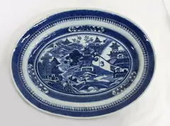 19th century by Chinese export blue and white oval platter, with Canton pattern, offered Jul 2013