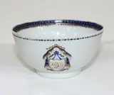 Chinese armorial bowl, 18th century, the arms with the initials ‘DG’