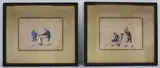 Two Chinese rice paper paintings, 19th century, depicting torture scenes, framed and glazed