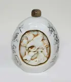 Large Chinese hardstone snuff bottle, 20th century, carved with an eagle hunting a rabbit and lines of calligraphy