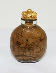 Chinese inside painted snuff bottle, signed Ye Zhongshan (1869-1945) and dated 1914, decorated with two scenes of scholars amongst river landscapes