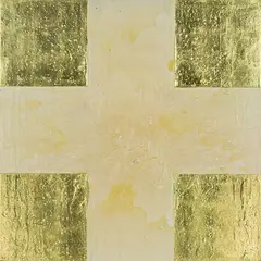 Beauty on the Half Shell by Max Gimblett, acrylic polymer, pearlescent oxide pigment and oil-gilded 18ct lemon gold on linen, offered Jul 2013
