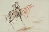 Garth Tapper, Early Morning Training, ink, wash and pastel on paper