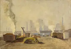 Industrial Landscape II by John Weeks, oil on canvas, c. 1940, sold Jul 2013