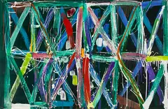 Allen Maddox, Grid, acrylic and metallic paint on paper
