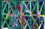 Allen Maddox, Grid, acrylic and metallic paint on paper