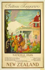 Nz Railways Studios, Chateau Tongariro, National Park, lithograph archivally mounted to linen, designed by Edgar Lovell-Smith, 1932