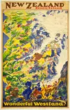 Nz Railways Publicity Branch, New Zealand South Island, Wonderful Westland, lithograph archivally mounted to linen