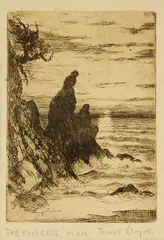 The Finger, Piha by Trevor Lloyd, etching, sold Jul 2013
